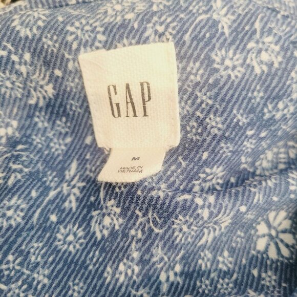 GAP Blue Floral Print Peasant Cottage Core Boho Top - Picture 10 of 11